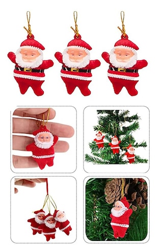 3 Lü Noel Baba Figürlü Yılbaşı Çam Ağacı Süs Seti Noel Adam Yeni