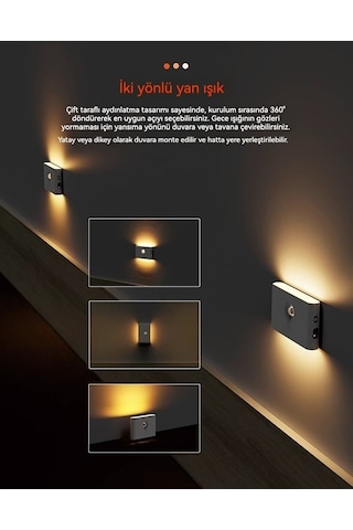 Didadodo Akıllı Hareket Sensörlü Duvar Tipi Gece Lambası 4 Beyaz, 4 Adet Led, Uzaktan Kontrol Edilebilir Beyaz