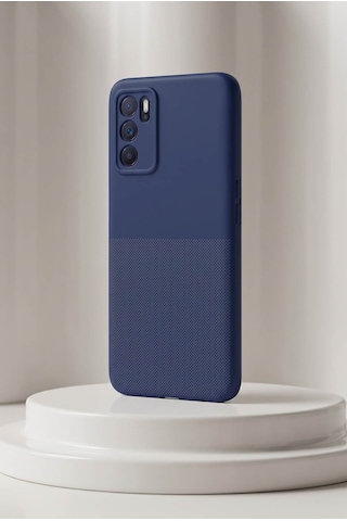 Oppo A16 4g Uyumlu Kamera Korumalı Silikon Telefon Kılıfı Darbe Emici İçi Kadife Tırtıklı Kaymaz Yüzeyli Yumuşak Kılıf-54271 Lacivert