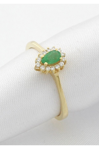 Klasik Anturaj Damla Zümrüt Yüzük