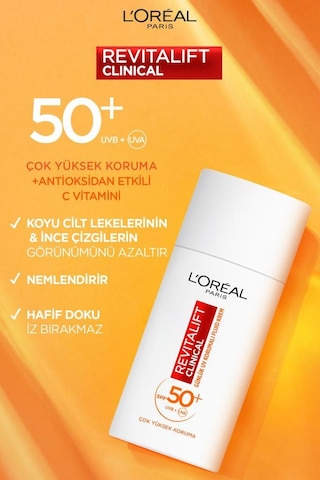 L'Oréal Paris Revitalift Clinical %12 Saf C Vitamini Aydınlatıcı Serum & Spf 50+ Uv Korumalı Yüz Güneş Kremi 50ml pktrvtlftcvtuvkrm-9510