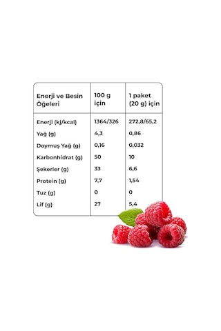 Frambuaz Kuru Meyve Cipsi 20 G X 2 Adet Dondurularak Kurutulmuş Meyve 20 G