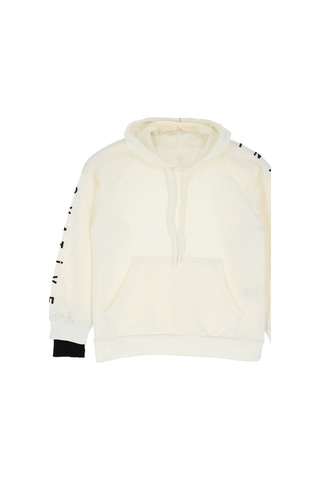 Kız Çocuk 2 İplik-kapüşonlu-manşeti Panelli Ve Garnili Sweatshirt 12-16 Yaş 12395 Ekru