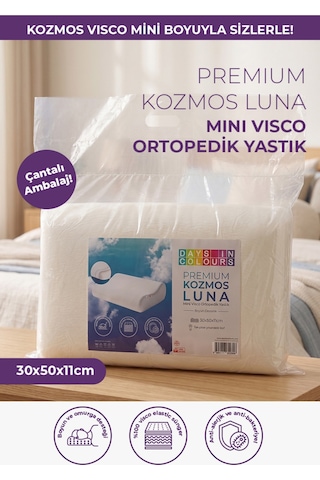 Boyun Destekli Mini Visco Yastık Kozmos Luna Serisi Beyaz