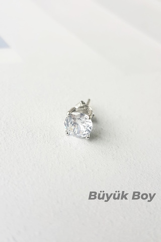 MorMajor Silver Tekli Ithal Büyük Boy Tektaş Gümüş Küpe-7482