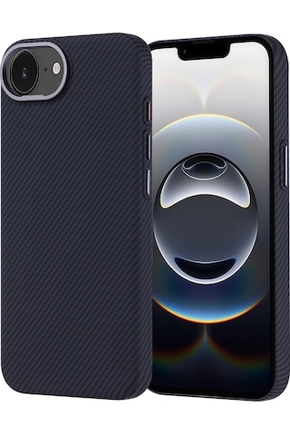 Apple Uyumlu iPhone 17e Kılıf M-safe Şarj Özellikli Karbon Fiber Görünümlü Zore Nekst Kapak - Siyah