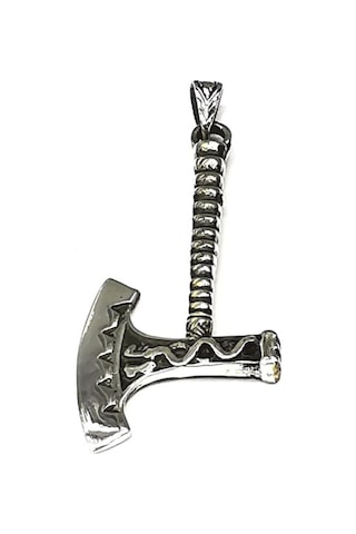 Omar Silver Unisex Balta Figürlü Kolye Ucu Oksitli Gümüş Oksitli (513867957)