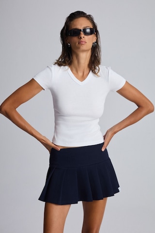 Grımelange Jovıta Kadın Scuba Kumaşlı Pileli Mini Tenis Lacivert Etek Lacivert