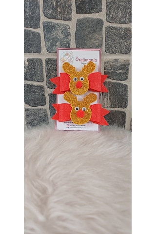 Geyik Yılbaşı Tokası- Çıtçıtlı Toka Kırmızı