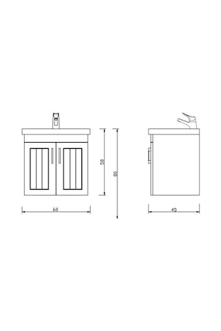 Turkuaz Frame Etajerli Lavabo 60X45 Cm Ve Lotus 60 Banyo Dolabı Beyaz