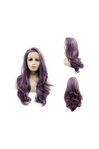 Mor Büyük Dalgalı Uzun Kıvırcık Kadın Peruk