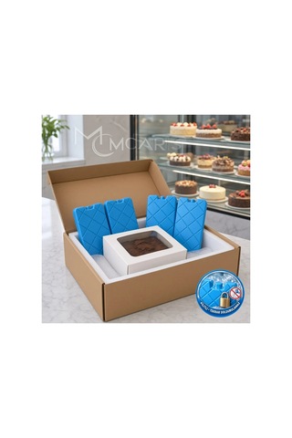 4'lü Kilitli Buz Aküsü Seti - Dondurucu Buz Kasedi Ice Box Soğutucu Blok Mavi Beyaz