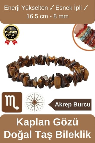 Özel Üretim  Yükselten Esnek İpli Akrep Burcu Gerçek Kaplan Gözü Doğal Taş Unisex Bileklik Çok Renkli