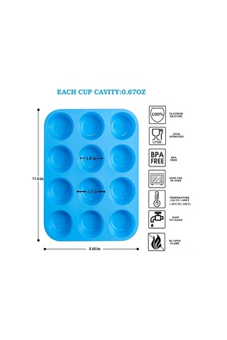 Yaleker 2 Adet Silikon Muffin Kalıbı 12'li Set - Anti Yapışkan Pişirme Formu KIrmızı