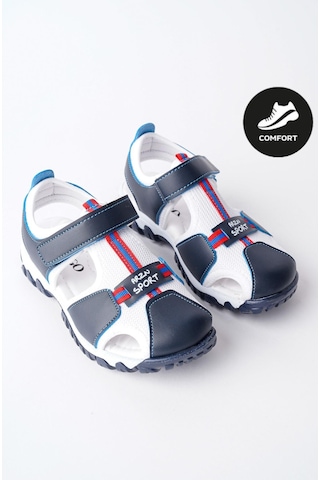 Muggo Tweety Garantili Günlük Ortopedik Hafif Taban Önü Kapalı Cırtlı Unisex Çocuk Sandalet Lacivert - Beyaz