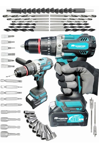 Schmıtzer 4lüset-tu Pro 21v 40 Parça Şarjlı Akülü 3 Modlu Hilti Matkap Somun Sıkma Sökme Taşlama