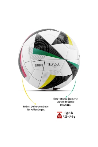 Telvesse Yeni Sezon 2024 Avrupa Pompalı Sert Zemin Halı Saha Futbol Topu No:5 FT515 Çok Renkli