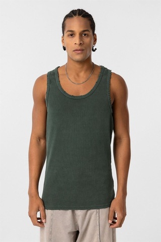 Vamos Yıkamalı Tank Top Kaşkorse Atlet Yeşil