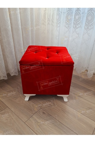 Lüks Sandıklı Tabure Puf 45 X 45 Cm Kırmızı Lüks Sandıklı Tabure Puf 45 X 45 Cm Kırmızı