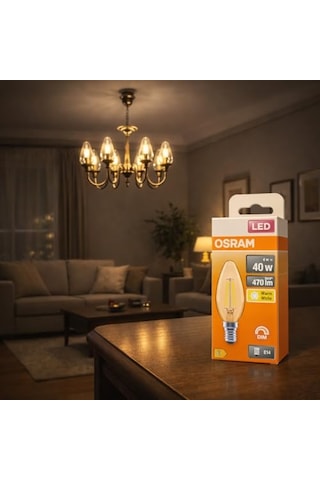 Led Mum Ampul 4w E14 2700k Dimmer Uyumlu 4'lü Paket 470 Lümen Sarı Işık Şeffaf Filament Ampul 40w Eşdeğer Diğer