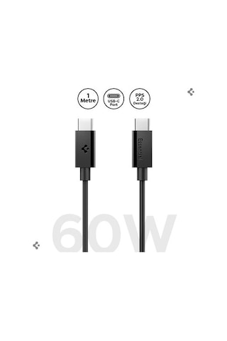 Spigen Usb-c To Usb-c 1 Metre Kablo 60w Güç / Pps 2.0 Super Hızlı Şarj / 480 Mbps Data Aktarım Hızı