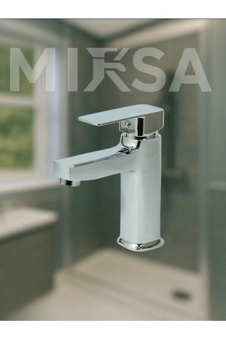 Krom Kare Sabit Banyo Lavabo Musluğu Bataryası