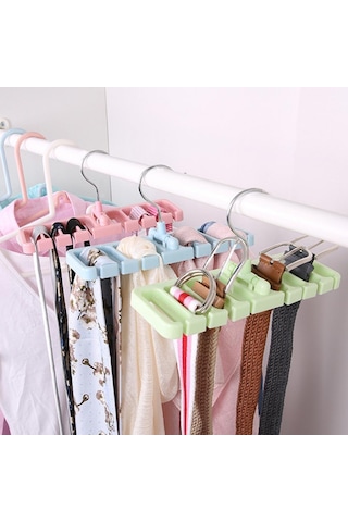 Dolap Saklama Rafı Kravat Kemer Eşarp Düzenleyici Yer Tasarrufu Sağlayan Döner Askı Tutucu Arı Pembe