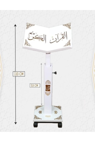Kuran Okuma Rahlesi - Yükseklik Ayarlı - Asansörlü - Ahşap Rahle - Cami Boy Beyaz