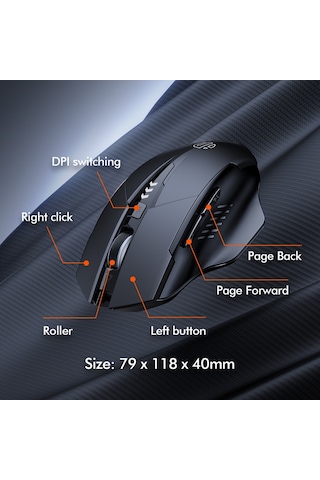 Inphic M6P Kablosuz Ergonomik 2.4G Sessiz Pil Göstergeli Mouse