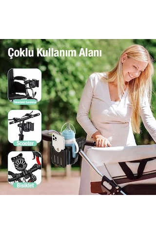 Polham Bebek Arabası için Telefon ve Bardak, Biberon Tutucu, Gidon Uyumlu Telefon ve Bardak Tutucu