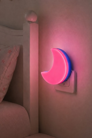 Yarım Ay Gece Lambası On/off Tuşlu Koridor Hol Işığı Uyuma Işığı Pembe K6975