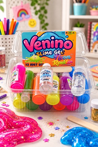 Venino Mega Slime Yapım Seti Kırmızı - Mavi - Pembe - Yeşil - Sarı