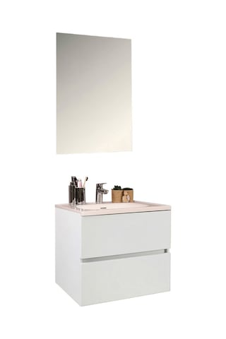 Kobos Simple 60 Cm Çekmeceli Banyo Dolabı Seti Bianco Beyaz