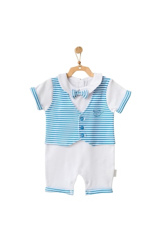 Andywawa Erkek Bebek Balina Motifli Papyonlu Tulum AC21547R Mavi