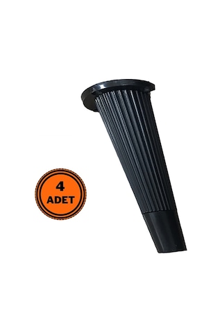 4 Adet Stil Açılı Konik Plastik Mobilya Ayak Siyah Altın 16 Cm Koltuk Ayağı