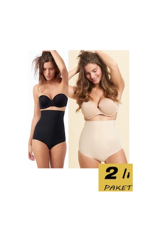 Private2 Model 2li Lazer Kesim Slip Yüksek Bel Iz Yapmaz Külot Korse Ten Ve Siyah Renk Tenvesiyah
