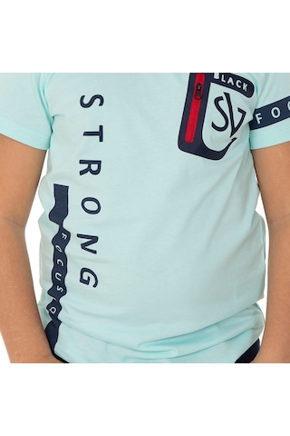 Toontoy Kids Toontoy Erkek Çocuk T-shirt Strong Baskılı Turkuaz