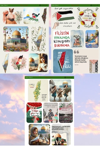 6'lı Filistin Temalı 12 17 Cm Sticker Seti Diğer