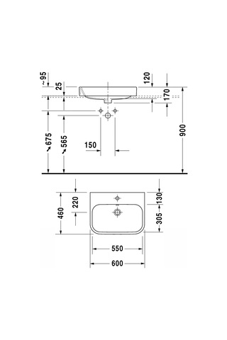 Duravit Lavabo Happy D.2 Tezgahüstü 60 x 46 CM 2315600000
