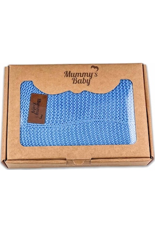 Mummy's Baby Triko Örgü Bebek Battaniyesi 80x100 Mavi