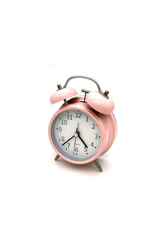 Valkyrie 16cm Büyük Boy Akar Saniyeli Alarm Çalar Saat - Nostaljik Masa Saati Pembe