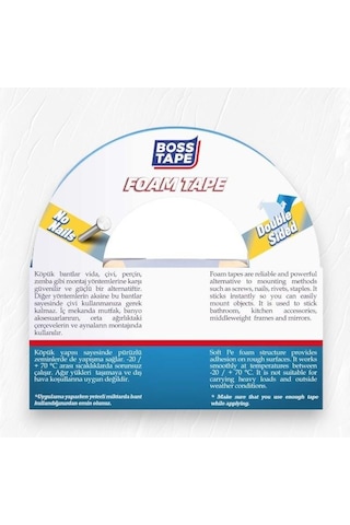 Boss Tape Çift Taraflı Köpük Aksesuar Montaj Bandı 18mmx10m