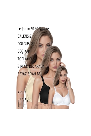 Le Jardin Sütyen 9150 Telsiz Desteksiz Boş Kap Sophie Toplayıcı Beyaz Siyah Bej B C Cup Beyazsiyahbej
