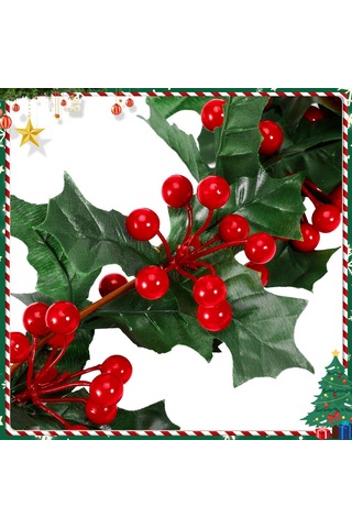 Gajeena Noel Dekoru İçin Yapay Kırmızı Yaban Mersini Ziebağı, 1.8 Metre Uzunlukta, Dekoratif Lifelike Noel Süsü