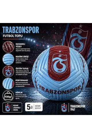 Trabzonspor Lisanslı Futbol Topu Orjinal Maç Topu No:5 Mavi