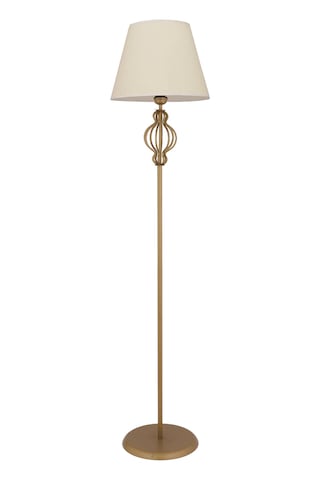 Helezon Beyaz Şapkalı Eskitme Modern Tasarım Ayaklı Abajur Lamba Metal Lambader