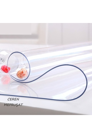 Ceren Muşamba Şeffaf 1.3 MM Kalın Pvc Kaymaz Masa Örtüsü Koruyucu