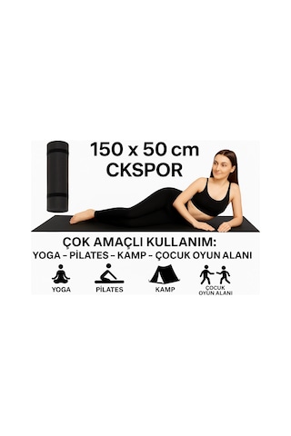 Pilates Ve Yoga Matı Kaymaz Fitness Minderi, Evde Spor Ve Kardiyo Egzersiz Matı Siyah