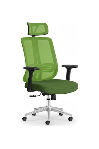 Upstyle Poyraz Başlıklı Fileli Ergonomik Çalışma Koltuğu Yeşil Krom Koltuk 66 125 65 Cm