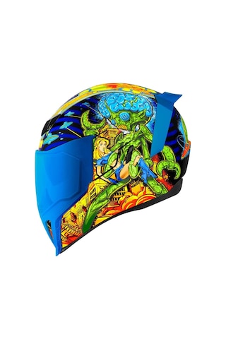 Icon Airflite Bugoid Blitz Kapalı Kask Mavi Yeşil Turuncu Mavi